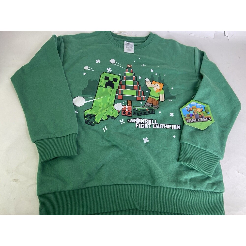 Minecraft Christmas Holiday Long Sleeve Sweatshirt Sweater Top Boys Size 10-12